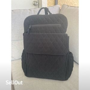 Vera Bradley Women's Quilted Black Backpack Medium Adjustable Straps